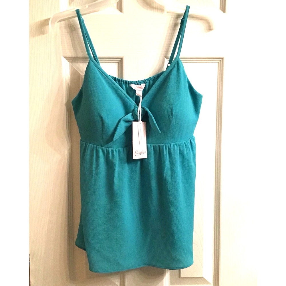 NWT Candie's Juniors Womens tie front babydoll tank top tee shirt cami size L
